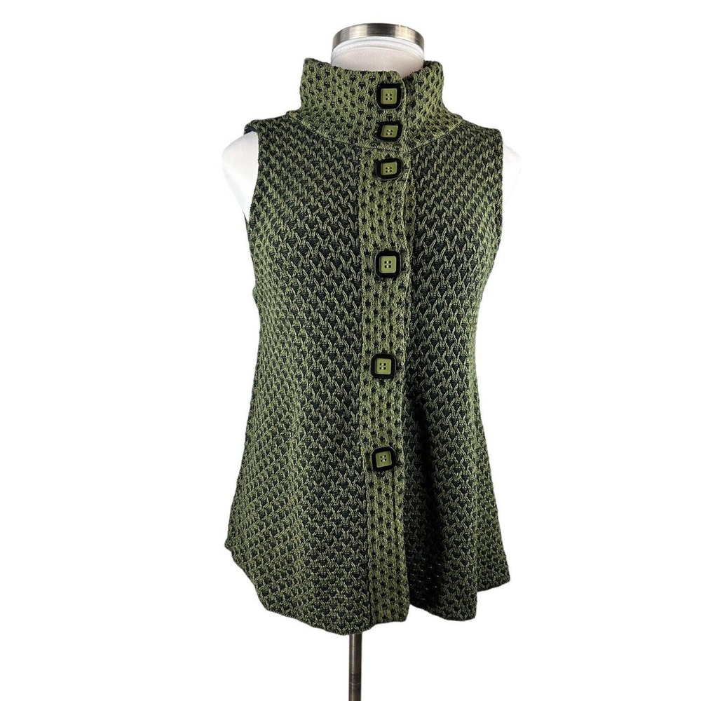 Habitat Knit Woven Button Front Sweater Vest Green Women's Size Medium H14513 - Picture 8 of 11